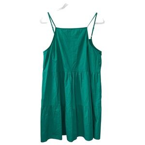 ASOS Green 100% Cotton Tiered Cami Dress Summer Coastal Cowgirl Sundress 8 NWT